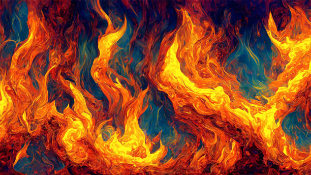 Fiery Textures: Dynamic Oil Painting Capturing Abstract Flames
