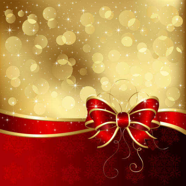 ilustrações de stock, clip art, desenhos animados e ícones de glittering de natal e estrelas de - christmas present bow christmas snowflake
