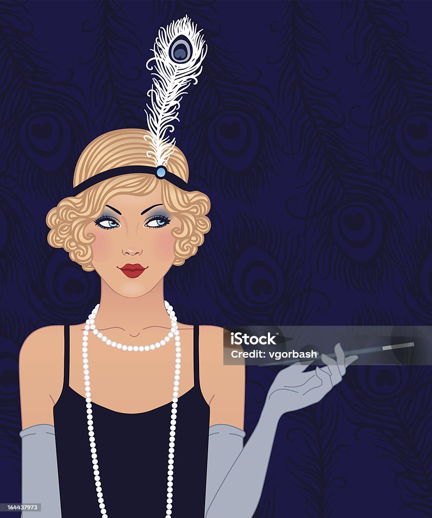 Azul diseño de fiesta retro invitación (años - arte vectorial de Flapper libre de derechos