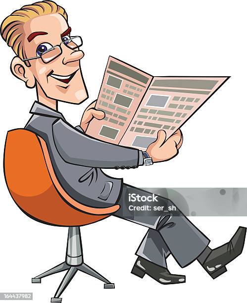 ビジネスマンリーティング新聞をお届けいたします - 読むのベクターアート素材や画像を多数ご用意 - 読む, 新聞, 男性