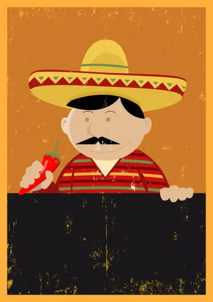 Vector illustration of Grunge Mexican Chef Cook Menu