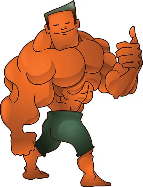 Vector illustration of Muscle Man Thumbs Up