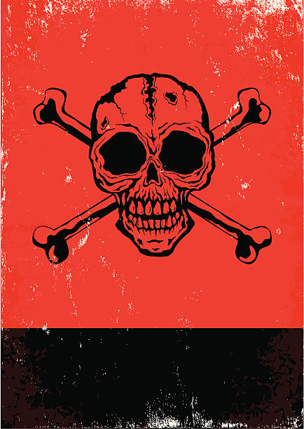 plakat z czaszki - rock and roll dark terrified human bone stock illustrations