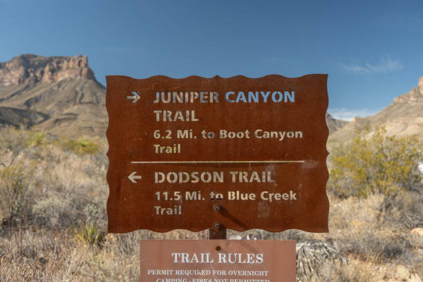 istock Juniper Canyon And Dodson Trail Sign In Big Bend 1644383874