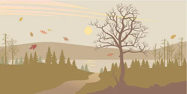 Vector illustration of Autumn Lake