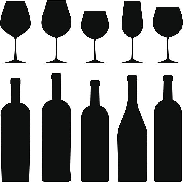 illustrations, cliparts, dessins animés et icônes de bouteilles et verres à vin et tire. - wineglass illustration and painting isolated on white clipping path