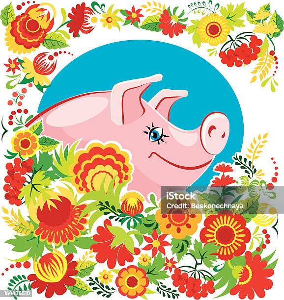 양돈 꽃 돼지에 대한 스톡 벡터 아트 및 기타 이미지 - 돼지, 클로버-온대 식물, 관목