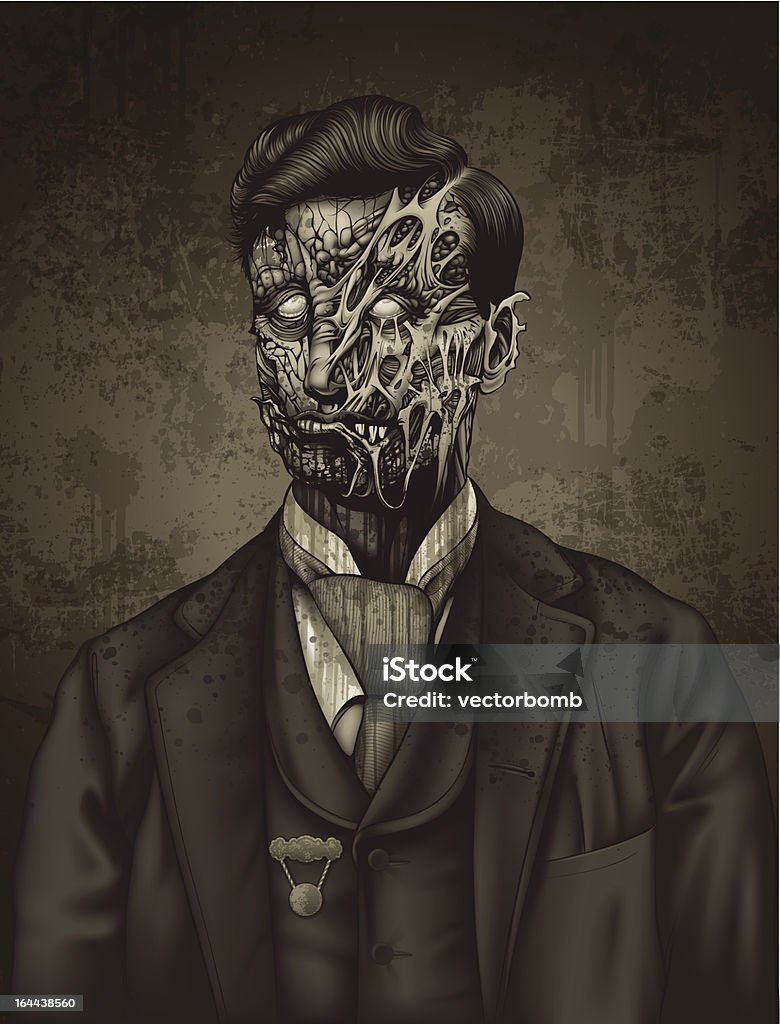 Fin du 19e siècle Zombie homme Portrait: Robert - clipart vectoriel de Portrait - Image libre de droits