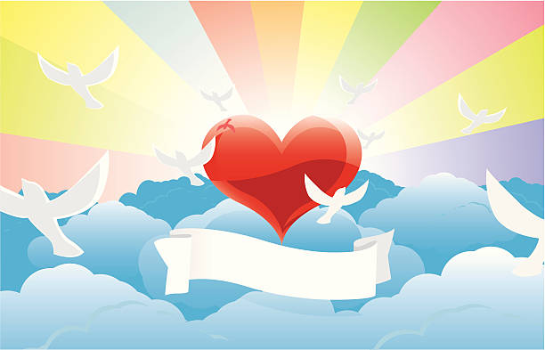 Heart in clouds vector art illustration