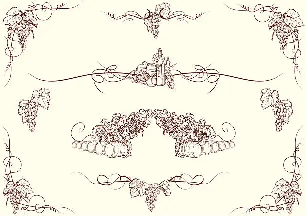 Vector illustration of Grape ornaments