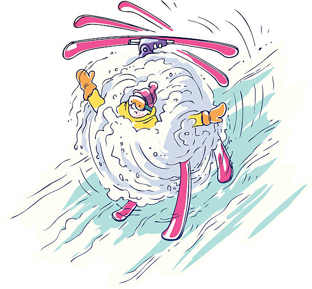 Falling skier The skier is falling down in a snowball. ski ball stock illustrations