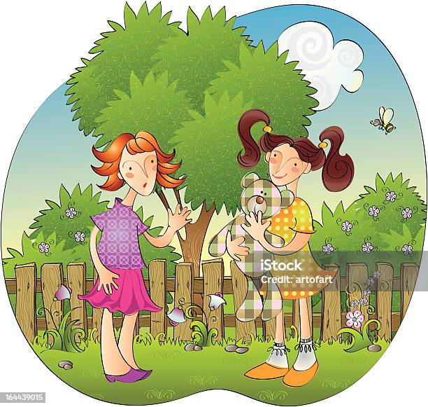 Girlfriend Talking On The Openair Stock Illustration - Download Image Now - Baby - Human Age, Baby Girls, Cloud - Sky