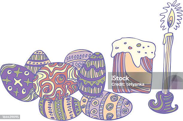 Пасхальные Яйца И Свеча — стоковая векторная графика и другие изображения на тему Абстрактный - Абстрактный, Белый, Белый фон