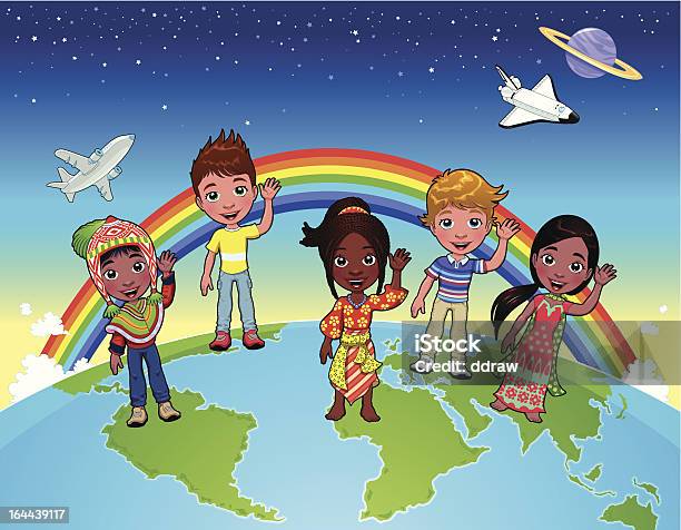 Dzieci Na Całym Świecie - Stockowe grafiki wektorowe i więcej obrazów Samolot - Samolot, Afrykanin, Antropomorficzna buźka