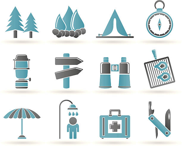 istock Camping, travel and Tourism icons 164439264