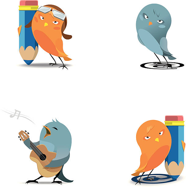 Web birds vector art illustration