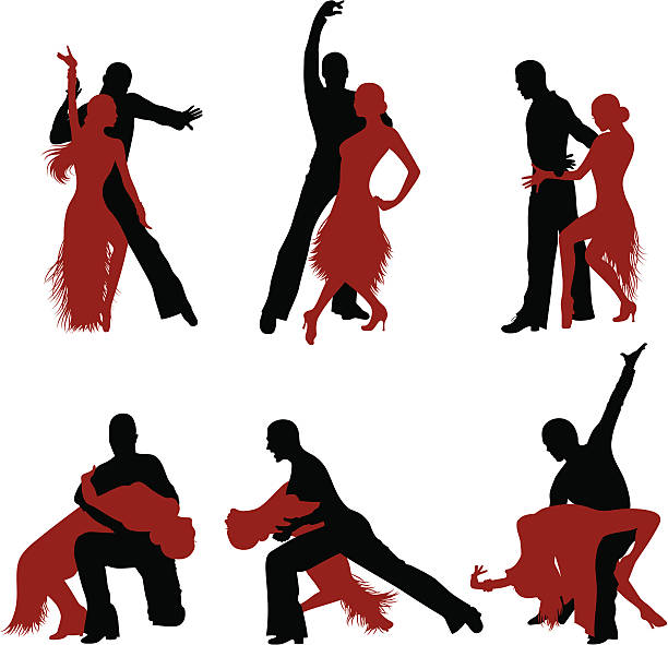 ilustrações, clipart, desenhos animados e ícones de dançando silhuetas. - women dancing contemporary red