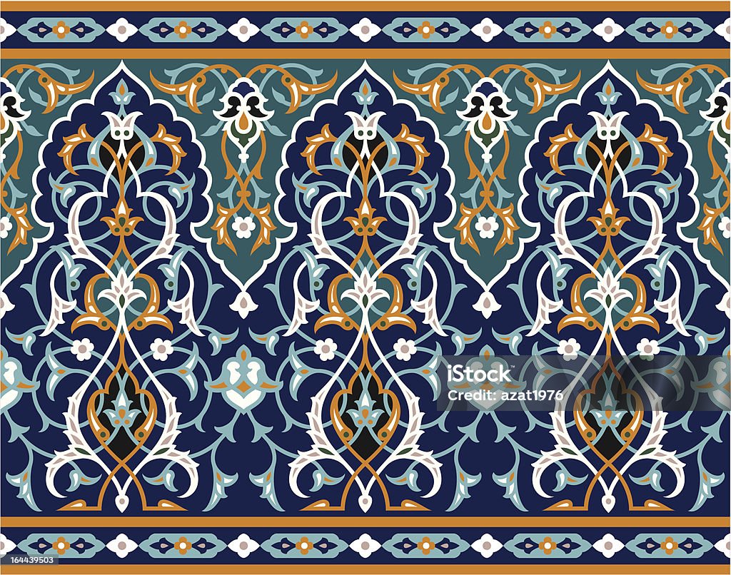 Arabic Floral Seamless Border Sarvar Flower Border Two. Antique stock vector