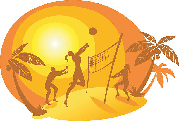 illustrazioni stock, clip art, cartoni animati e icone di tendenza di beach volley - volleyball net leisure activity beach