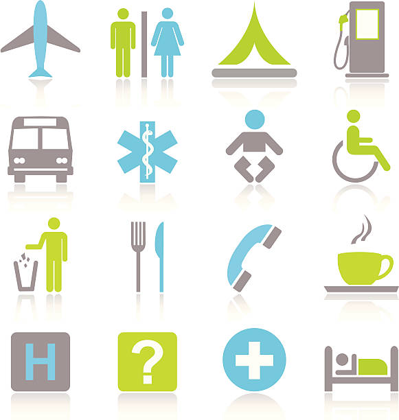 ilustrações de stock, clip art, desenhos animados e ícones de ícones de turismo e viagens - travel healthcare and medicine emergency services urgency