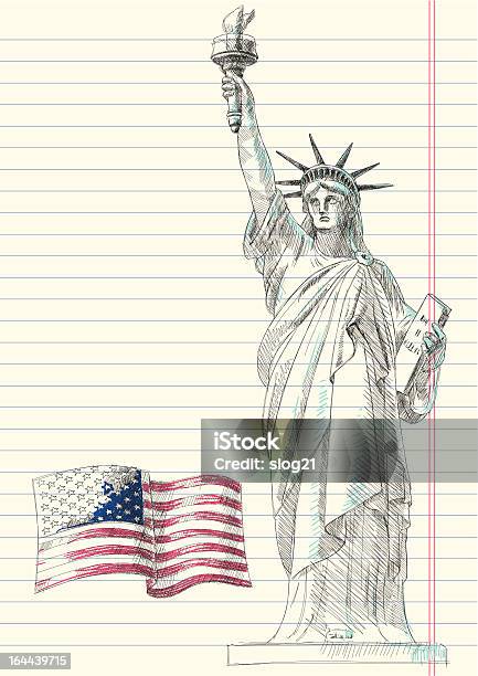 Ilustración de Cuatro De Julio Y Garabatos y más Vectores Libres de Derechos de Bandera estadounidense - Bandera estadounidense, Croquis, Diseño de trazado