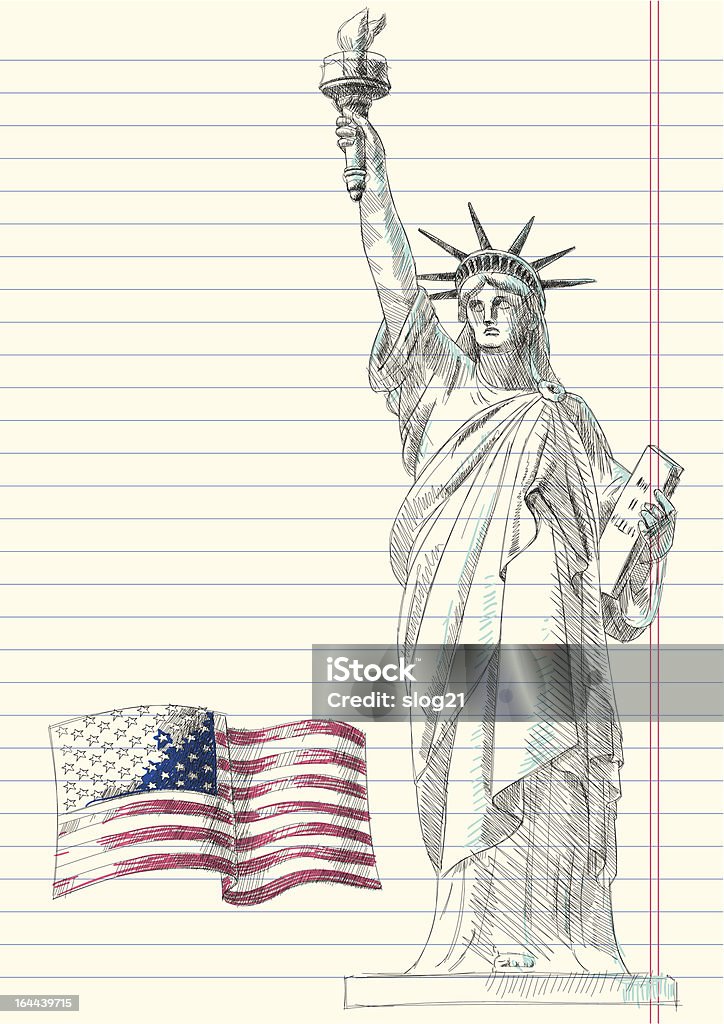 7 月 4 日のスケッチ - アメリカ国旗のロイヤリティフリーベクトルアート