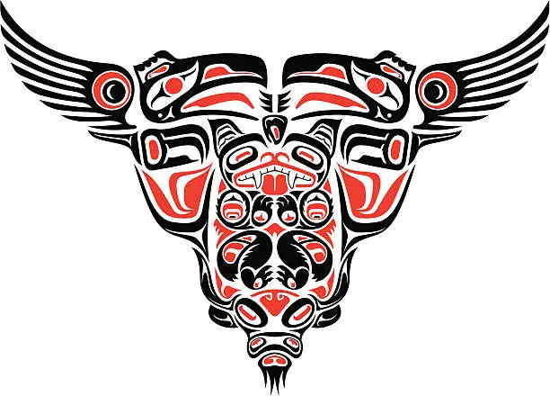 Vector illustration of Haida style tattoo design