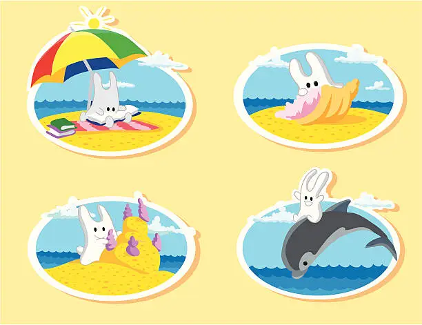 Vector illustration of Bunny on the beach