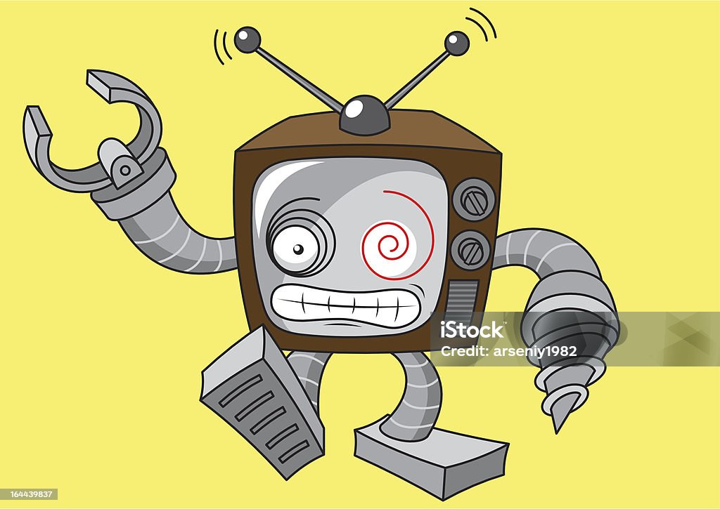 robot televisión - arte vectorial de Amarillo - Color libre de derechos