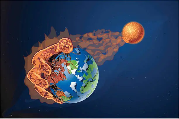 Vector illustration of Solar Explosion Destroys Earth