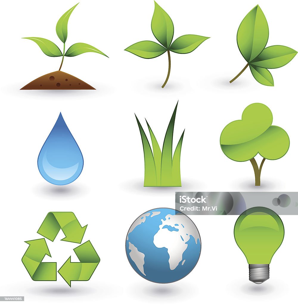 Grüne Symbole - Lizenzfrei Ast - Pflanzenbestandteil Vektorgrafik