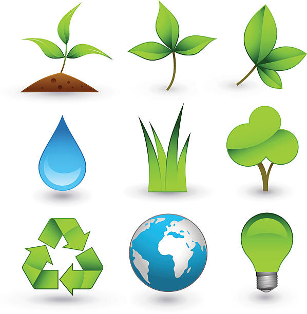 Green icons vector art illustration