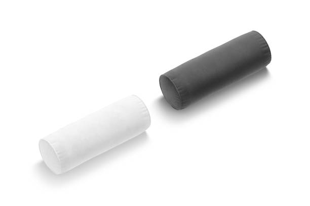 istock Blank black and white bolster pillow mockup, side view 1644411186