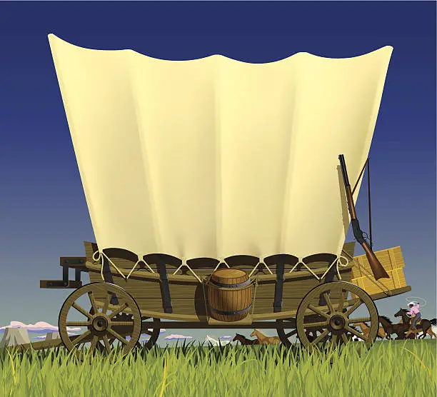 Vector illustration of Wild West covered wagon