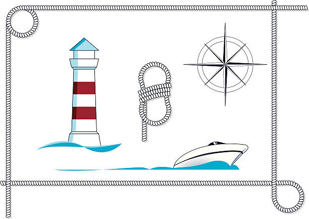 Yacht and nautical-icons vector art illustration