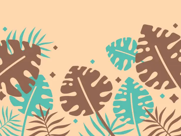 Vector illustration of Tropical Jungle Plants Background Growth