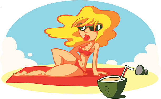 strand-chick - women summer hat tinted sunglasses stock-grafiken, -clipart, -cartoons und -symbole