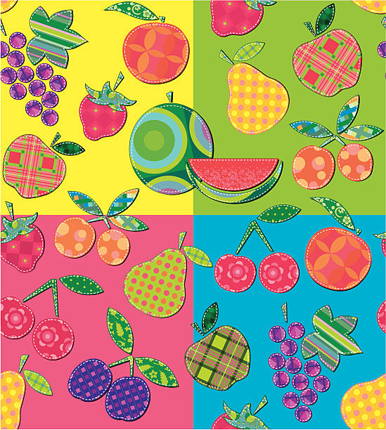 ilustraciones, imágenes clip art, dibujos animados e iconos de stock de patrón perfecto. - portion apple food pattern