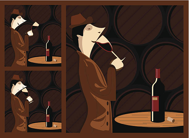 ilustrações de stock, clip art, desenhos animados e ícones de degustação de vinho - wine winetasting cellar bottle