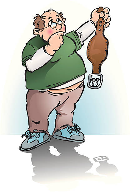 fitness-center fat guy vector art illustration