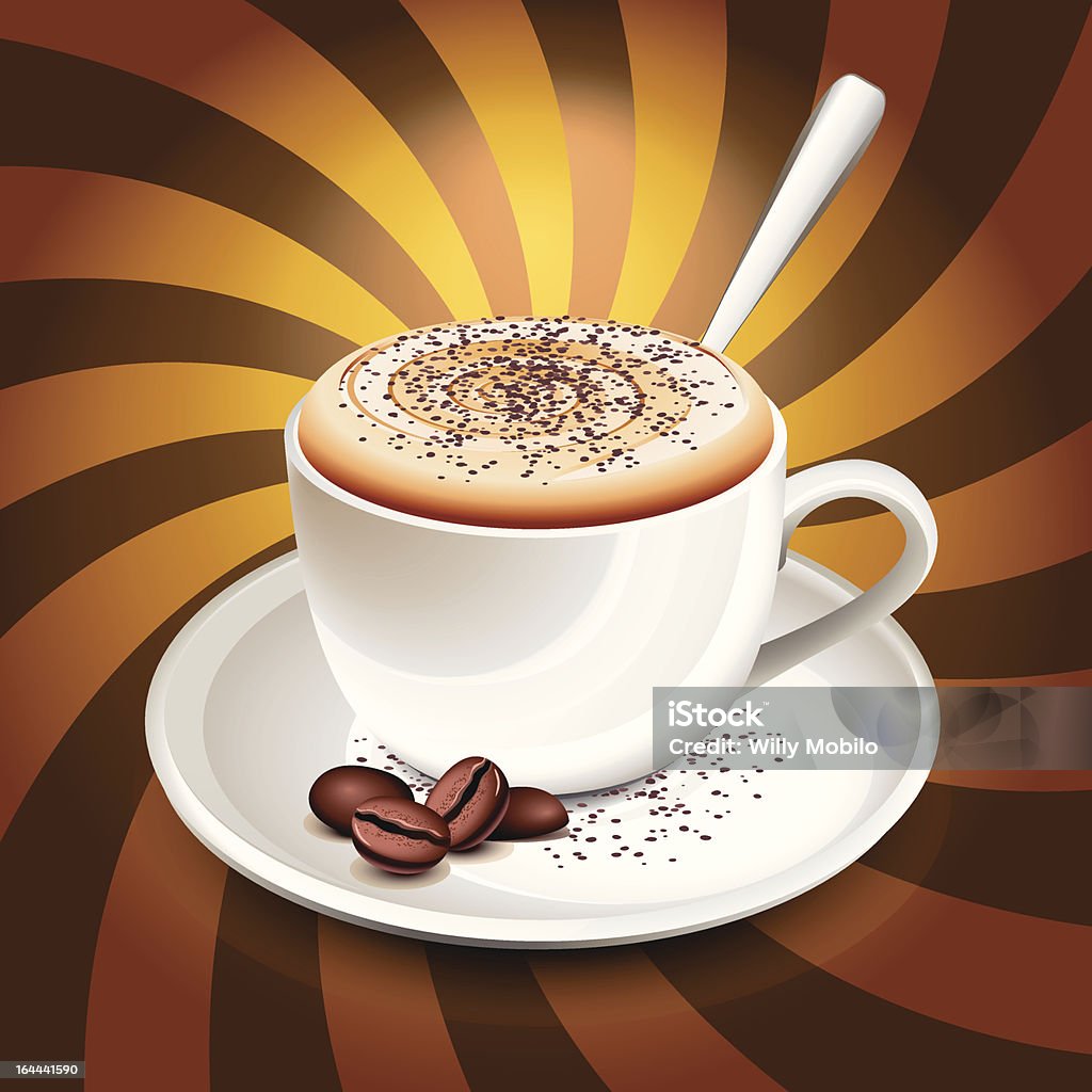 Taza de un capuchino a rayas - arte vectorial de Bebida libre de derechos