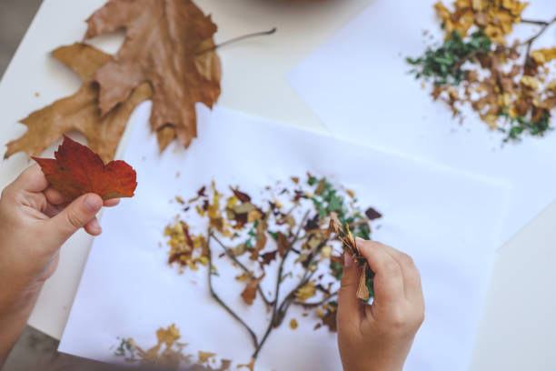 istock Children's creative activities, autumn idea 1644418353
