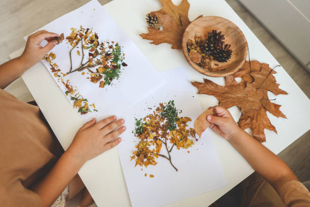 istock Children's creative activities, autumn idea 1644418358