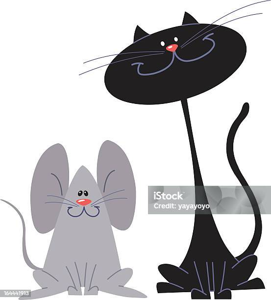 Cat And Mouse Stock Illustration - Download Image Now - Domestic Cat, Friendship, Mouse - Animal