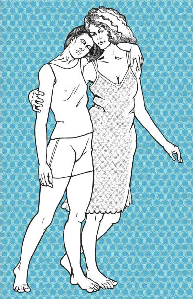 Vector illustration of Cool Couple young women