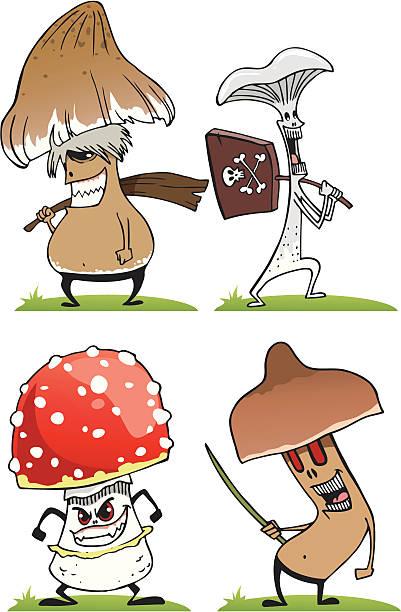 버섯 - 끈적버섯과 일러스트 stock illustrations