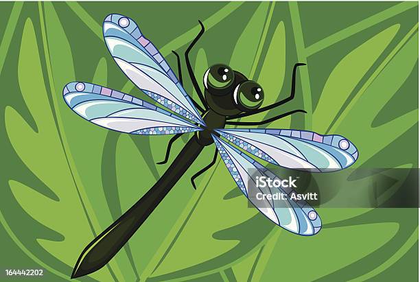 Зеленый Dragonfly — стоковая векторная графика и другие изображения на тему Бирюзовый - Бирюзовый, В сеточку, Векторная графика