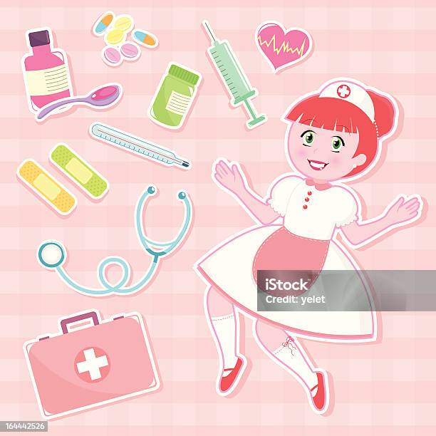 Медсестра Набор — стоковая векторная графика и другие изображения на тему Аптечка первой помощи - Аптечка первой помощи, Векторная графика, Весёлый