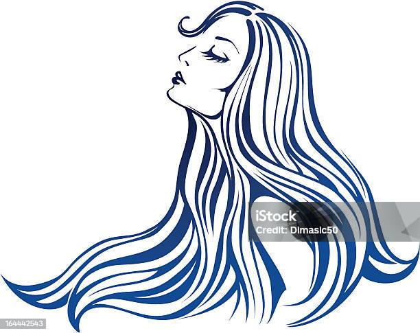 Schöne Mode Frau Mit Haaren Vektorillustration Stock Vektor Art und mehr Bilder von Blau - Blau, Eleganz, Erwachsene Person