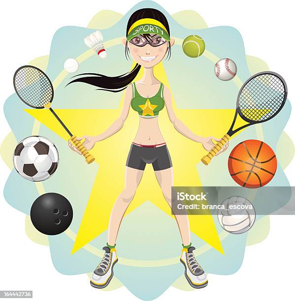 Sport Jeune Femme Athlète De Sport Jeu Vecteurs libres de droits et plus d'images vectorielles de Ballon de football - Ballon de football, Football, Jeunes filles